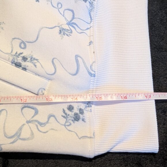 no comment Juniors White Cropped Bows and Bouquets Zip Up Hoodie Jacket L - Picture 10 of 10